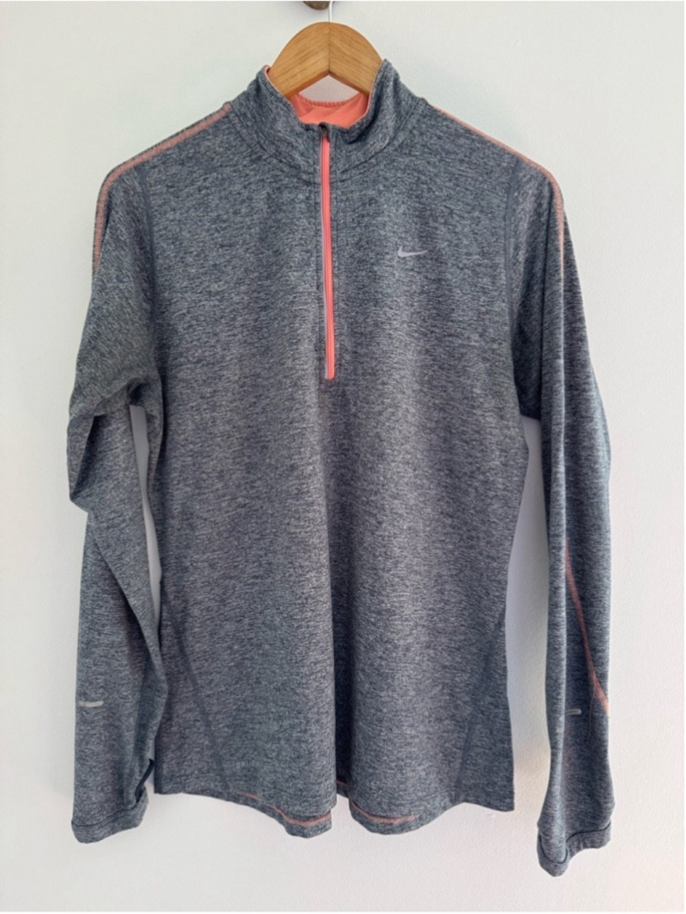 nike dri fit half zip running top grey